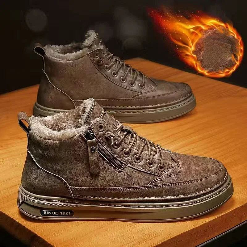 Men's Winter Boots Plush Lined Anti Slip Shoes