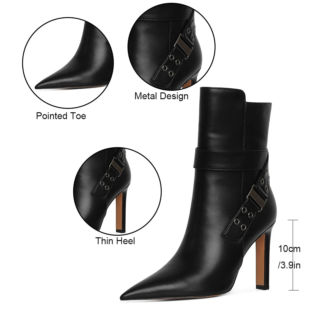 Womens High Heeled Boots Pointed Toe High Side Zipper