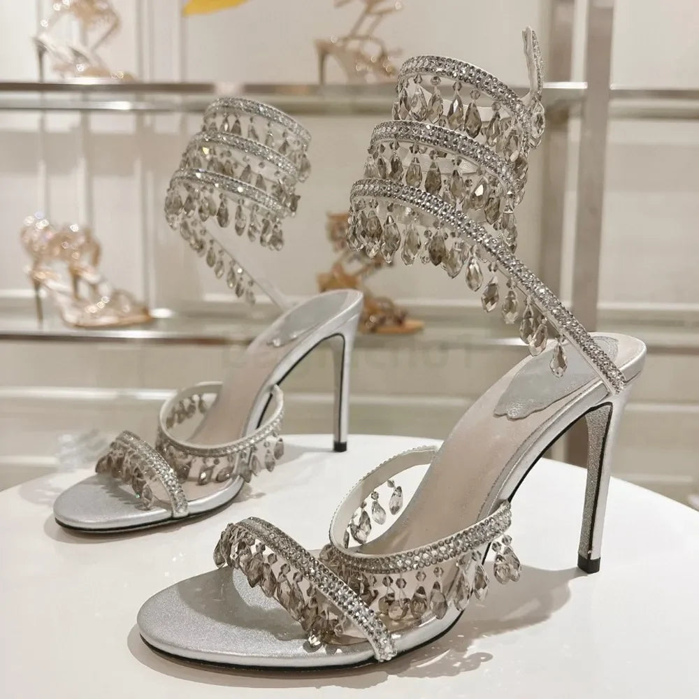 High Heals Ankle Strap Rhinestone