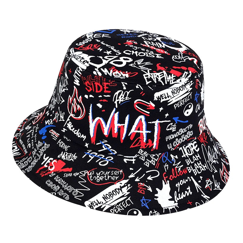 Hat Graffiti Print Bucket Hat Sun Protection