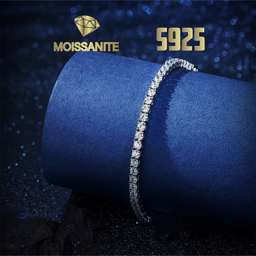 925 Sterling Silver Moissanite Tennis Bracelet 5.6 Carat