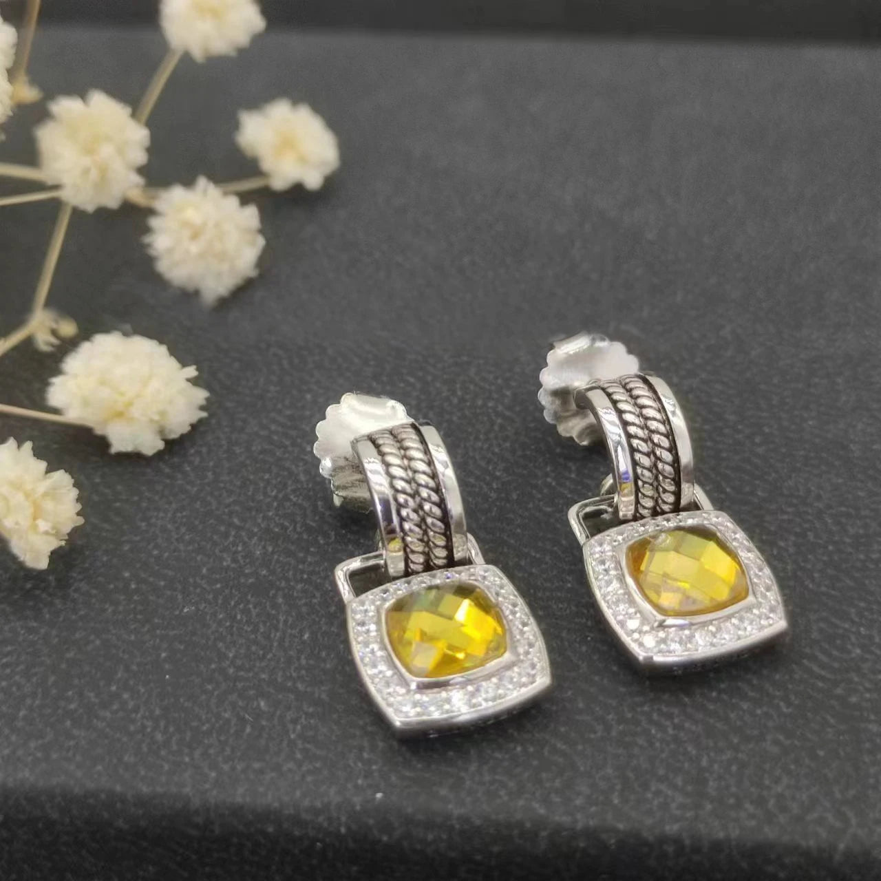 Sterling Silver Zircon Stud Earrings 925