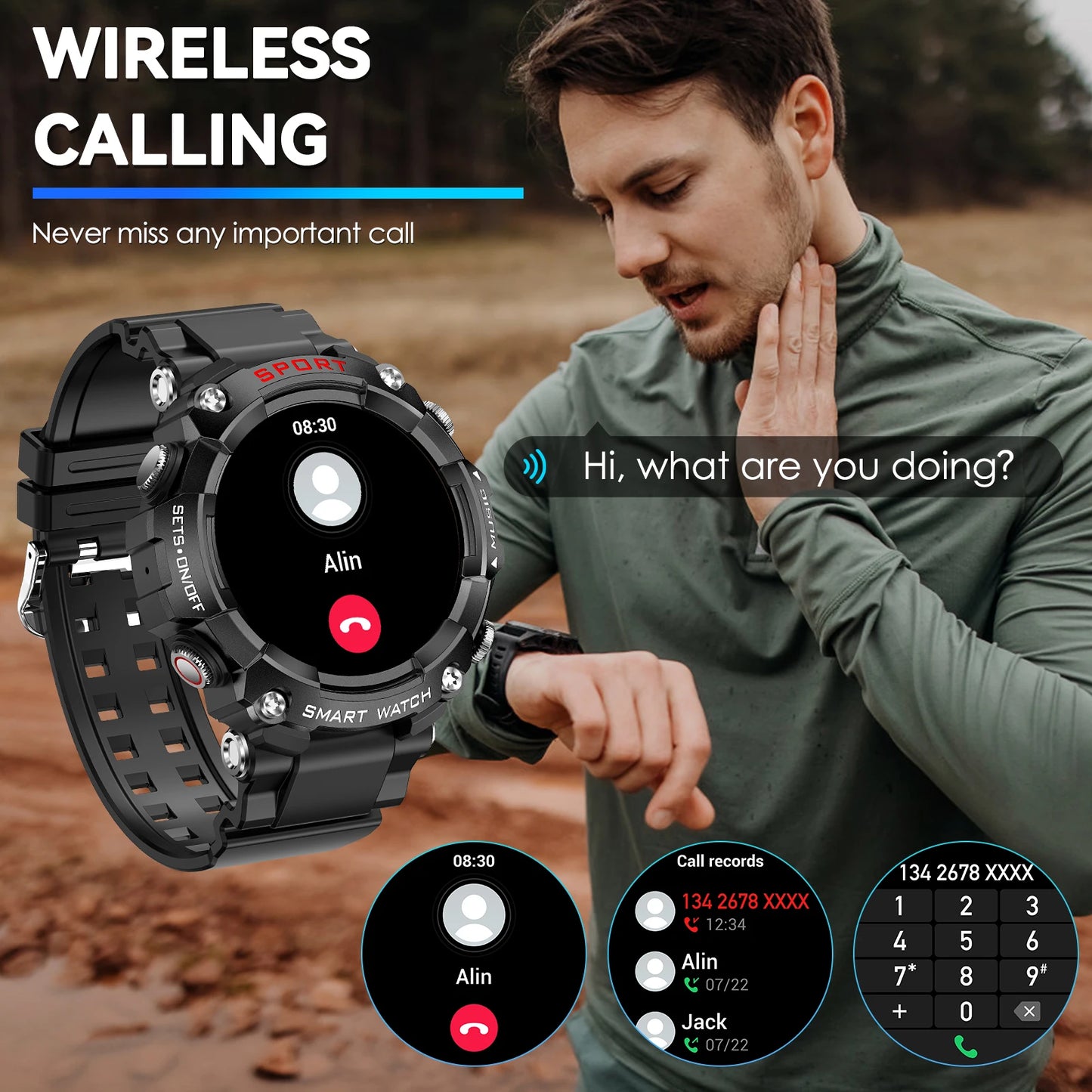 LaNikar Smartwatch With AMOLED Display And In Ear Bluetooth Headset HR SpO2
