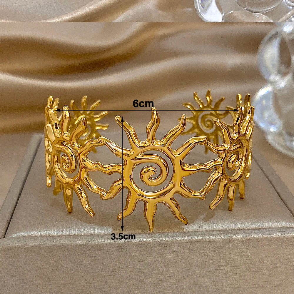 Cuff Bracelet Spiral Sun Totem Jewelry