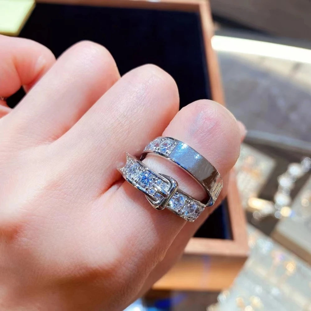 925 Pure Silver Letter Ring Double Loop For Couples