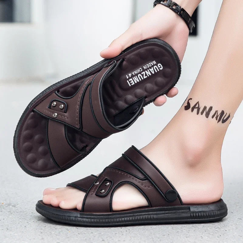 WIENJEED Mens Sandals Open Toe Flat Casual Outdoor Walking Shoes