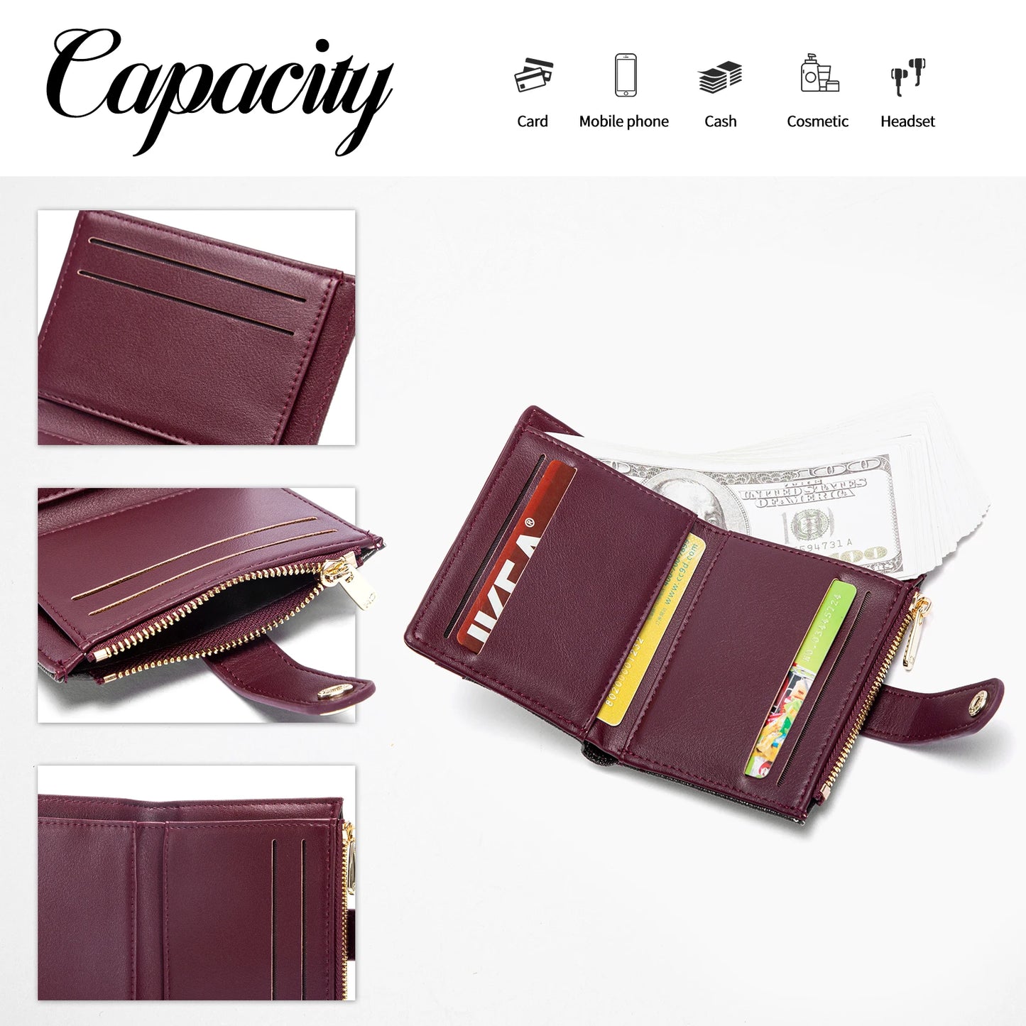 CHCHCN Fashion Classic Retro Wallet Card Holder Universal Letter Printed