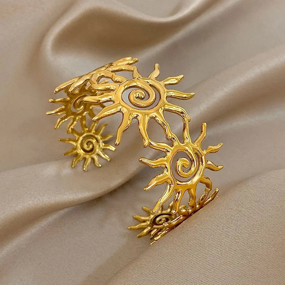 Cuff Bracelet Spiral Sun Totem Jewelry
