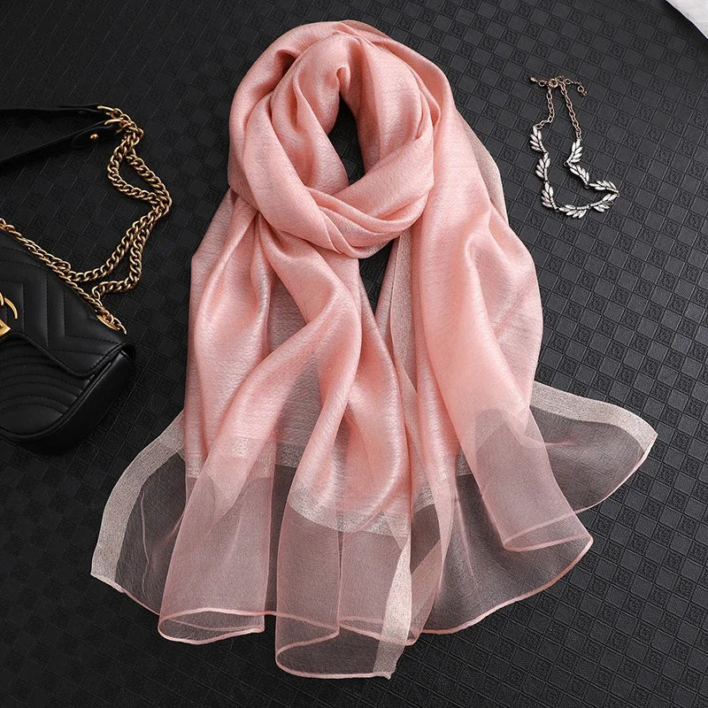Women Silk Scarf Hijab Headscarf Fashion Shawl For Summer