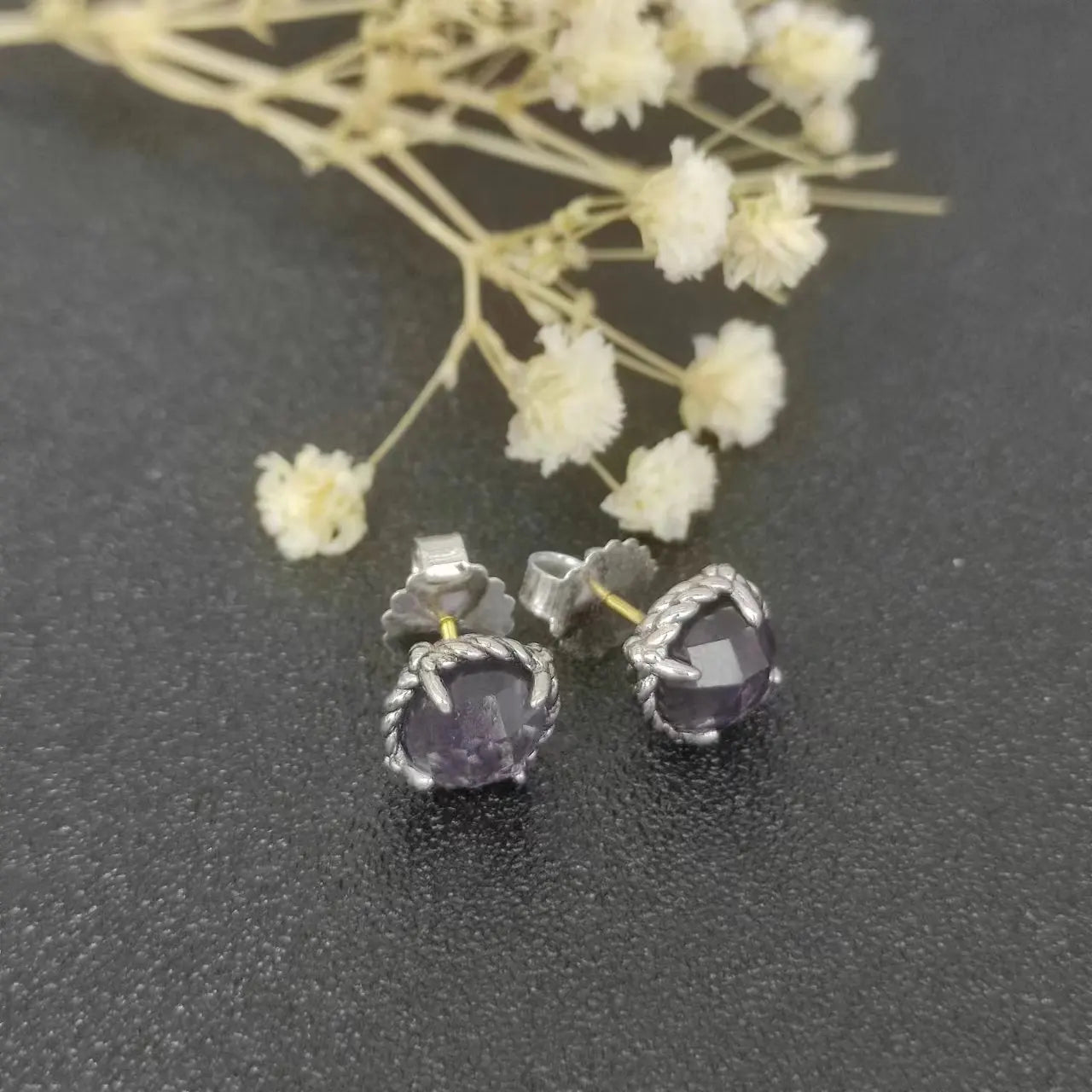 Sterling Silver Zircon Stud Earrings 925