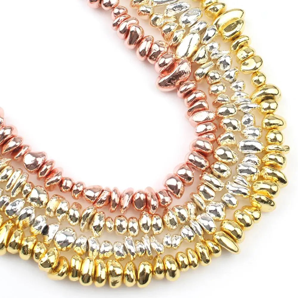 TANANTA Gold Plated Hematite Loose Spacer Beads for Jewelry Making
