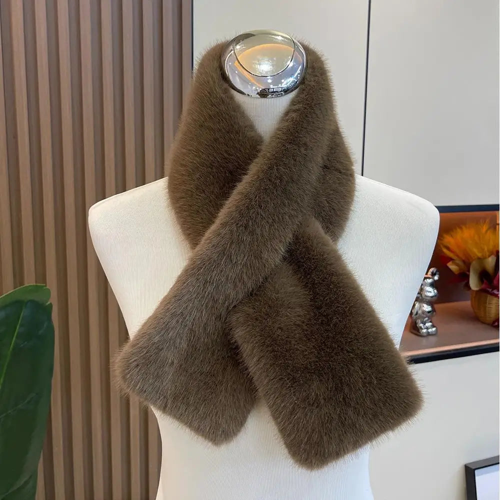 Rabbit Fur Shawl Scarf Double Sided Plush