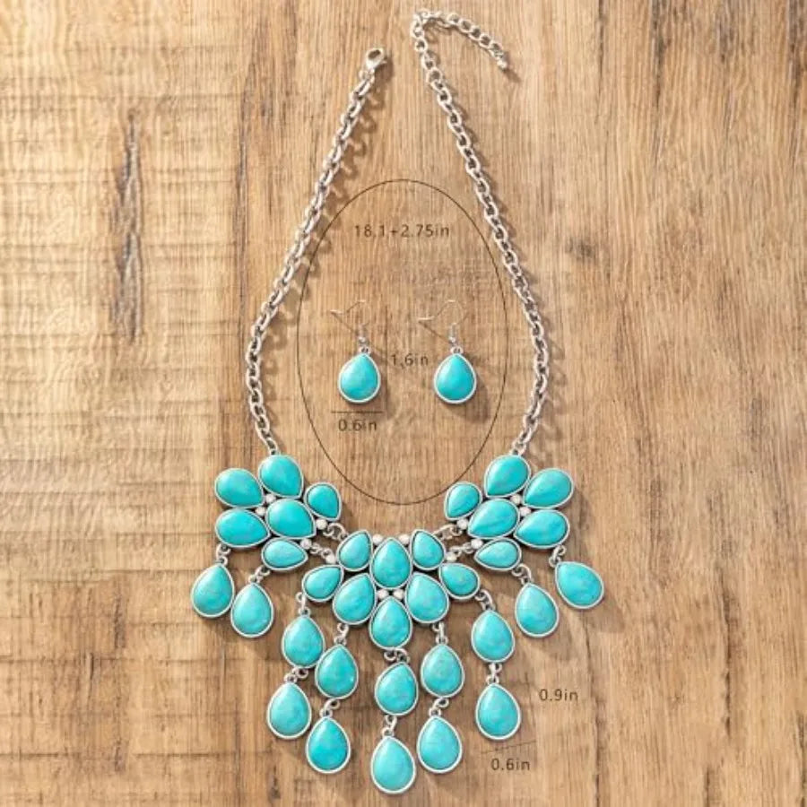 Western Navajo Jewelry Set for Women Necklace Earrings Bracelet Ring