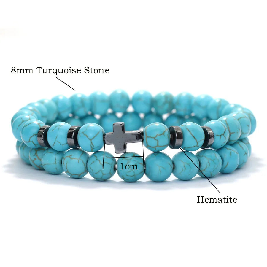 Bracelet Set Natural Wenge Wooden Cross Beaded Wrap Jewelry