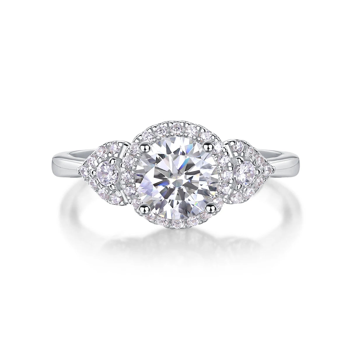 Luxury Diamond Wedding Ring Moissanite Silver Band For Women