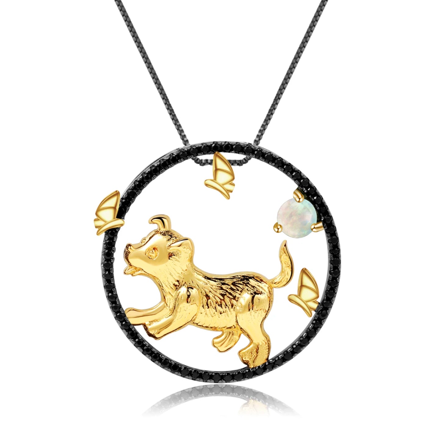925 Necklace Silver Blue Topaz Dragon Pendant