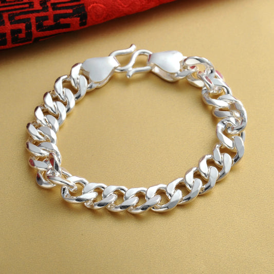 Fine 999 Silver Cuban Link Bracelet For Men And Women