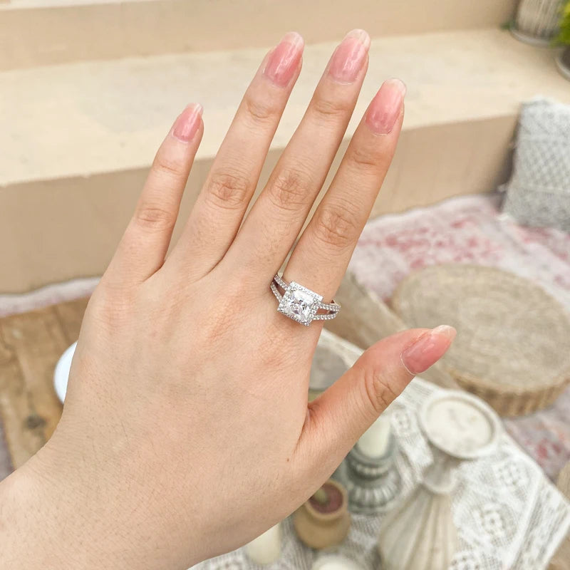 925 Moissanite Engagement Ring Wedding Band