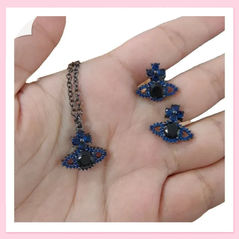 Saturn Necklace With Full Diamond Zircon Chain For Women