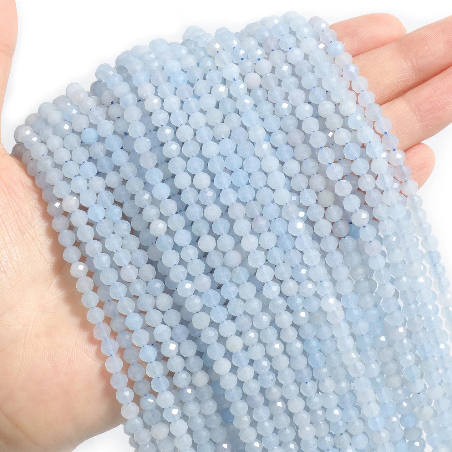Faceted Natural Stone Beads Amazonite Aquamarine Opal Labradorite for Jewelry