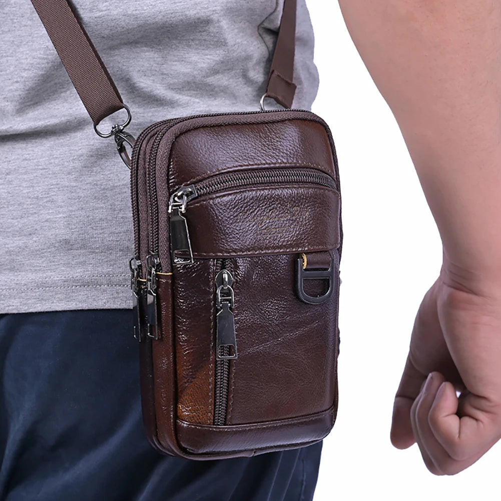 APWIKOGER Men Crossbody Bag Waterproof Leather Shoulder Bag For Travel