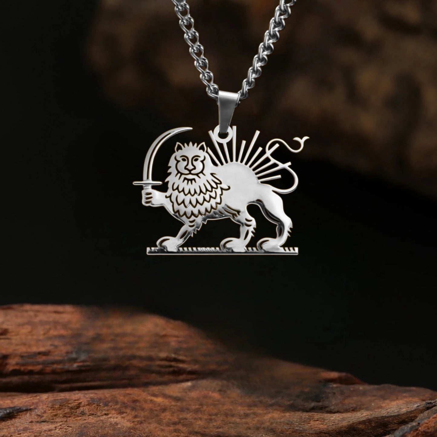 Necklace Persian Lion and Sun Necklace Pendant