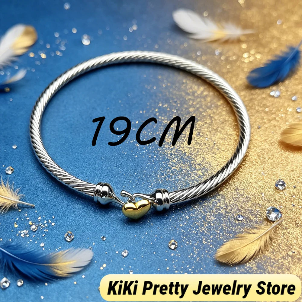 Bracelet 925 with Heart-shaped Inlaid Zircon