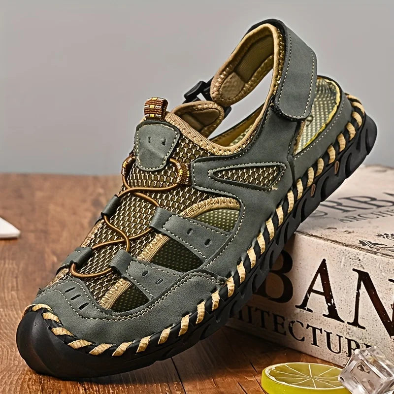 Sandals Mens Handmade Stitching Non Slip