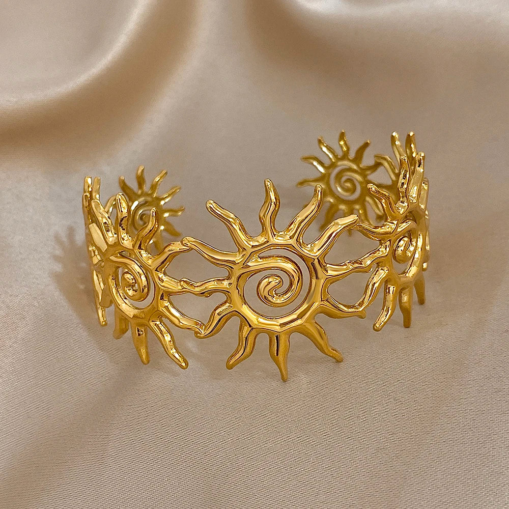 Cuff Bracelet Spiral Sun Totem Jewelry