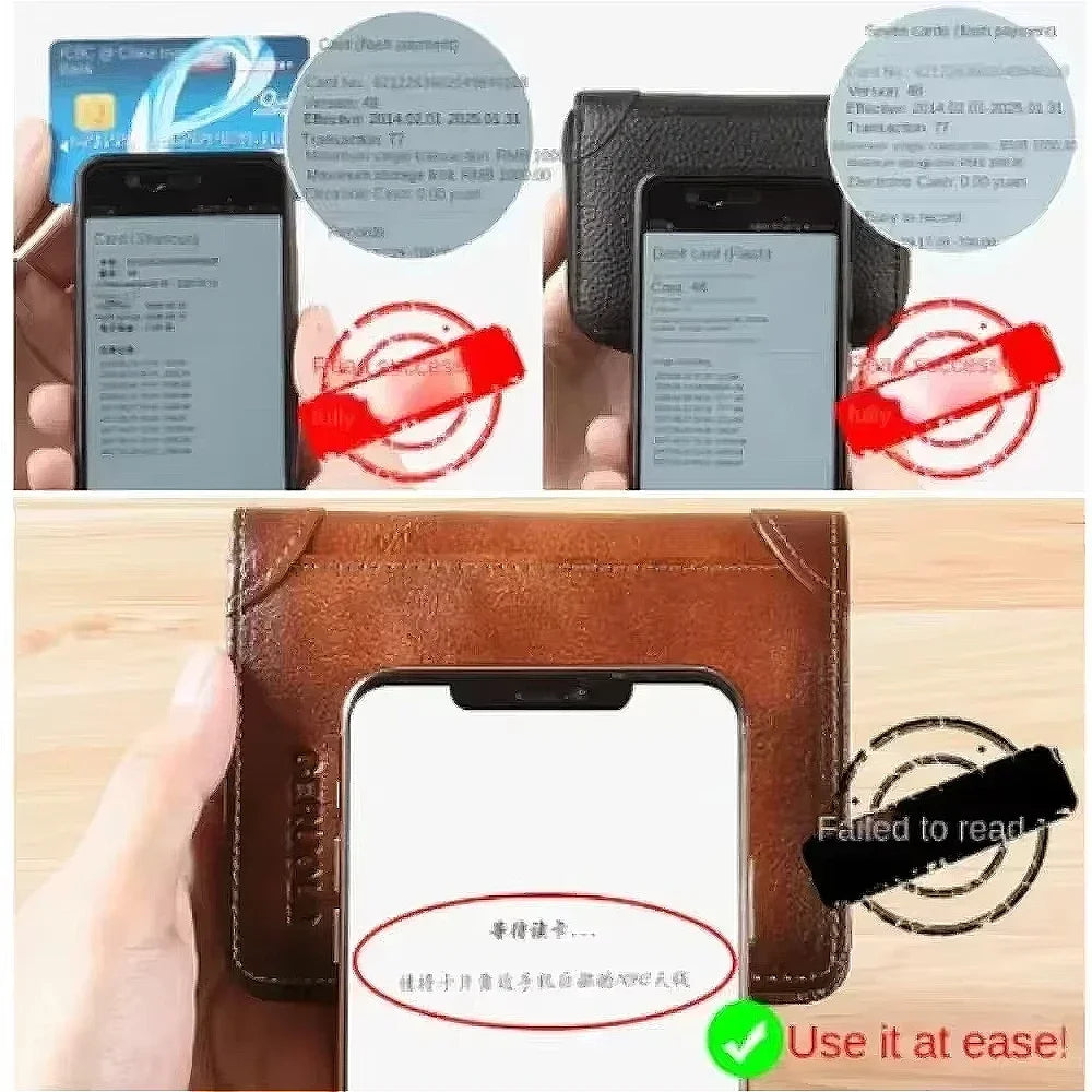 Genuine Leather RFID Blocking Trifold Wallet