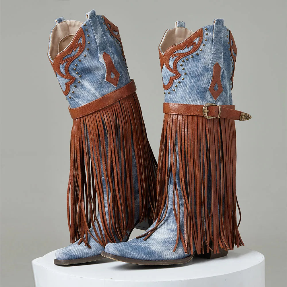 Women's Embroidered Western Boots Vintage