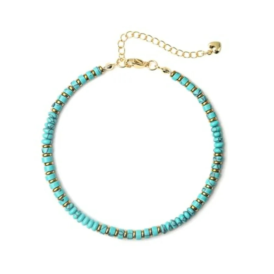 Natural Stone Beaded Anklets For Women Handmade Boho Turquoise Beads Jewelry