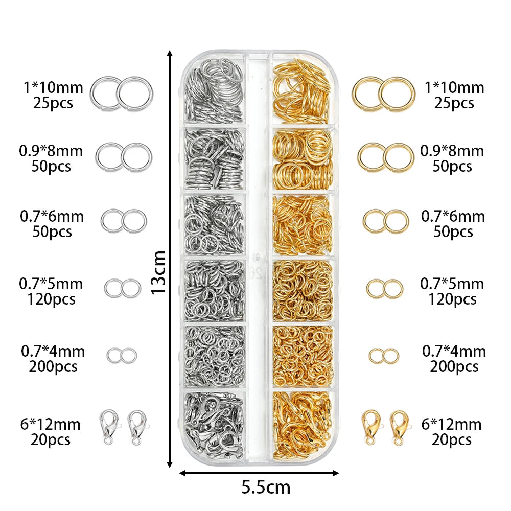 NONEDIY Jewelry 930pcs Findings Kit Jump Rings Lobster Clasps Pliers