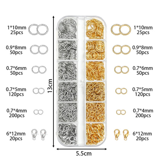 NONEDIY Jewelry 930pcs Findings Kit Jump Rings Lobster Clasps Pliers