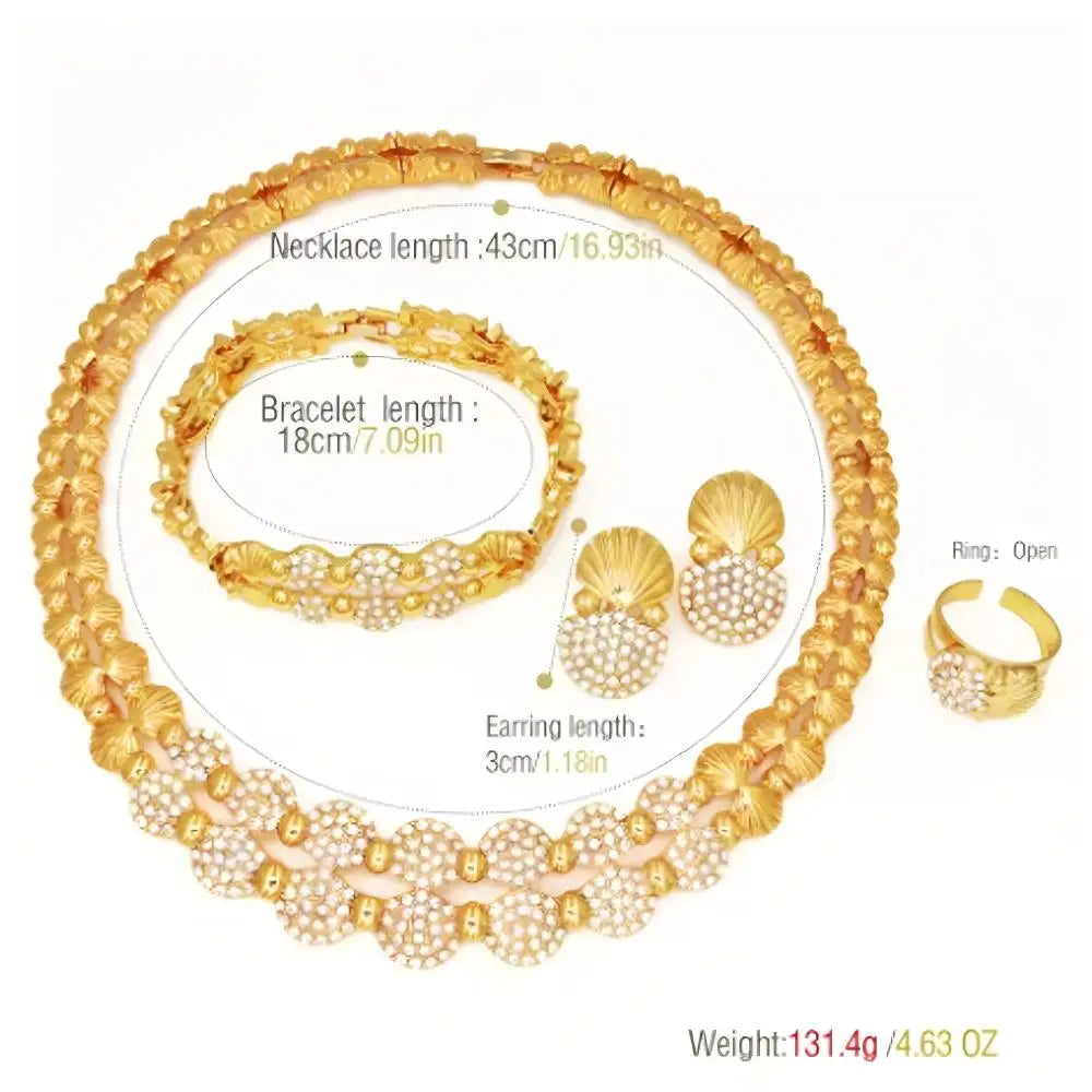GZJPEI Fashion Jewelry Set Zircon Necklace Bracelet Ring Earrings