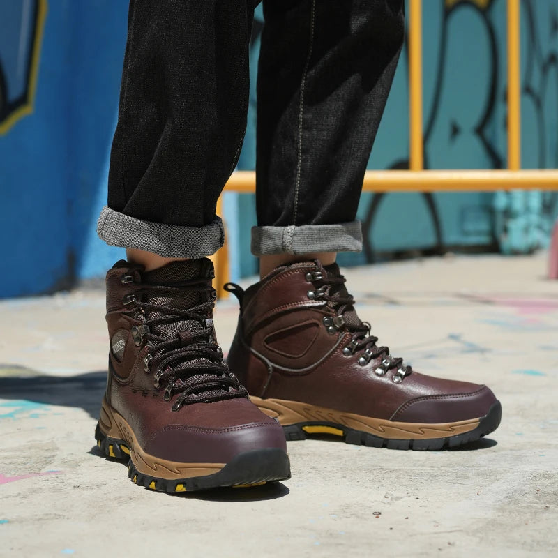 Waterproof Leather Work Boots Men Indestructible Safety Shoes