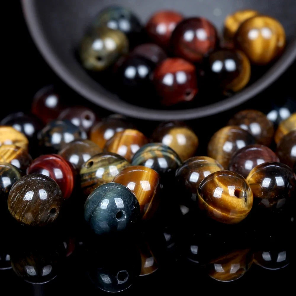 IYKWIM Natural Round Bead Mix Tiger Eye Amazonite Lava Turquoise