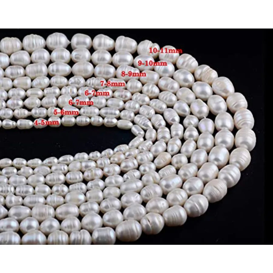 MDNG Freshwater Pearl Beads 100Pcs Oval With 0.7mm Holes