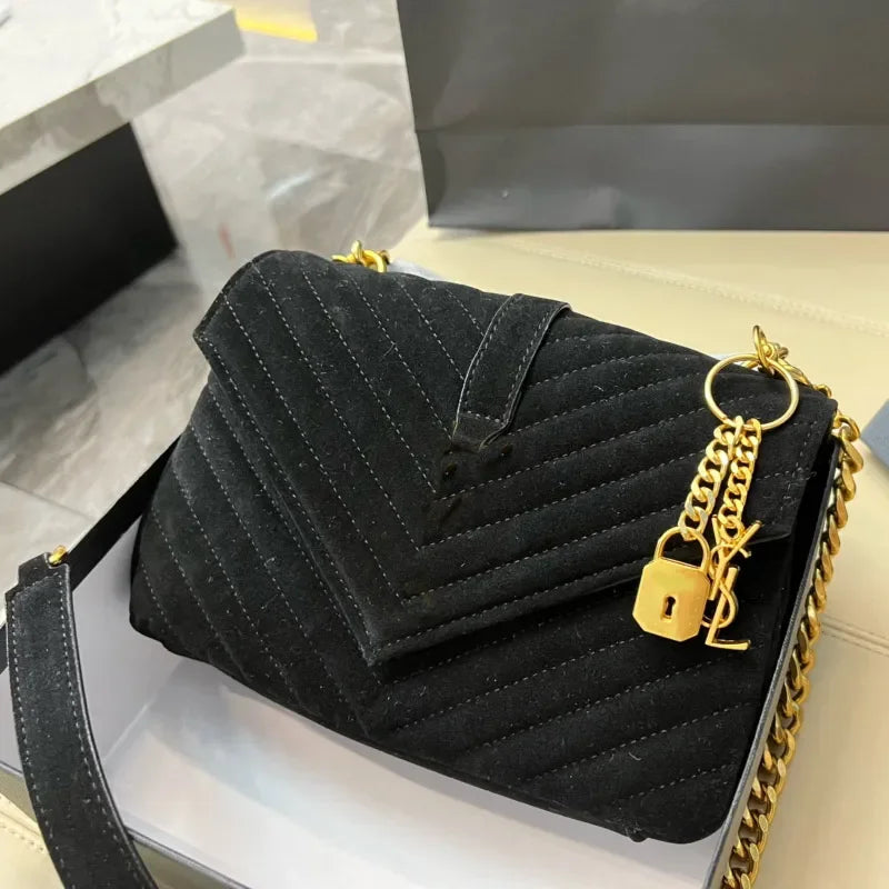 Bag Suede With Tassel Lock Decoration