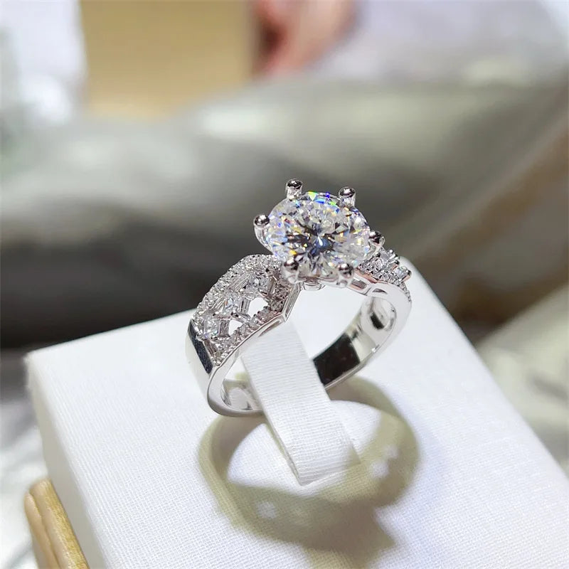 Moissanite Ring In 925 Sterling Silver
