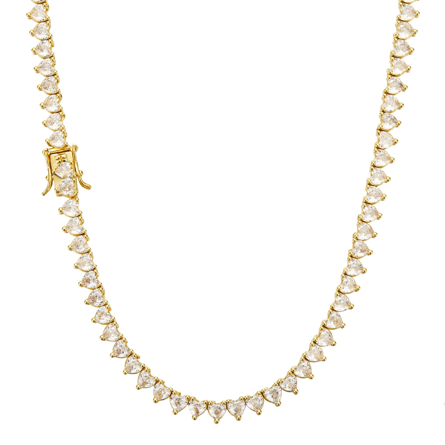 Tennis Necklace And Bracelet With 4mm Heart CZ Stones