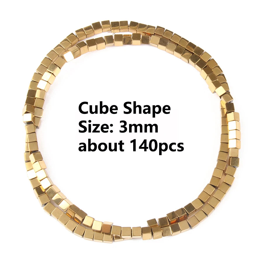 GMB724 Real Gold Plated Hematite Beads Irregular Heart Cube Rondelle