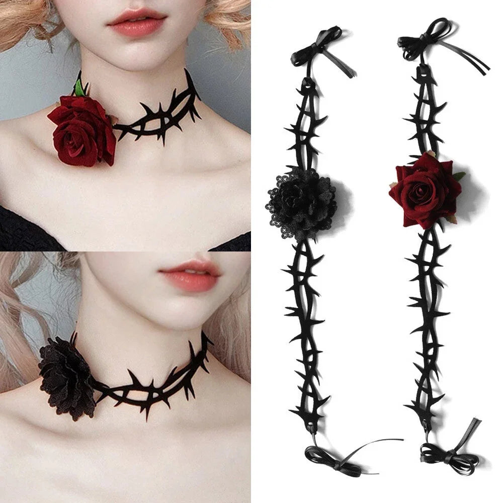 Necklace Rose Thorn Lace Choker Necklace