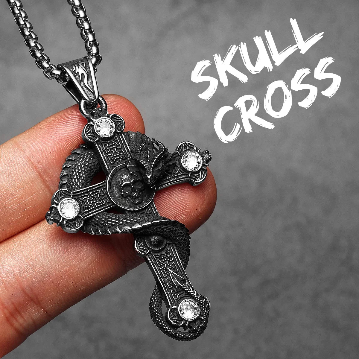 Necklace Dragon Cross Gemstone Pendant
