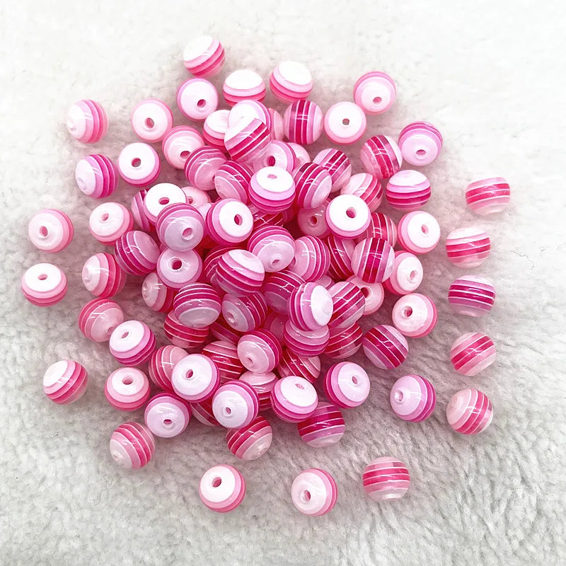Transparent Round Resin Beads Stripe Spacer Beads For Jewelry Making