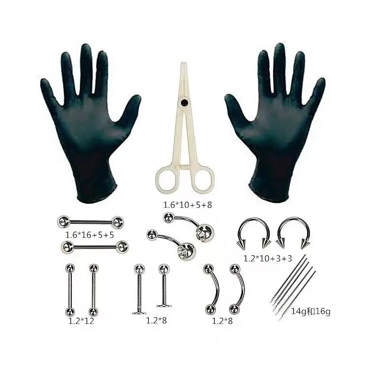 Disposable Professional Body Piercing Tool Kit With Clamp Tools