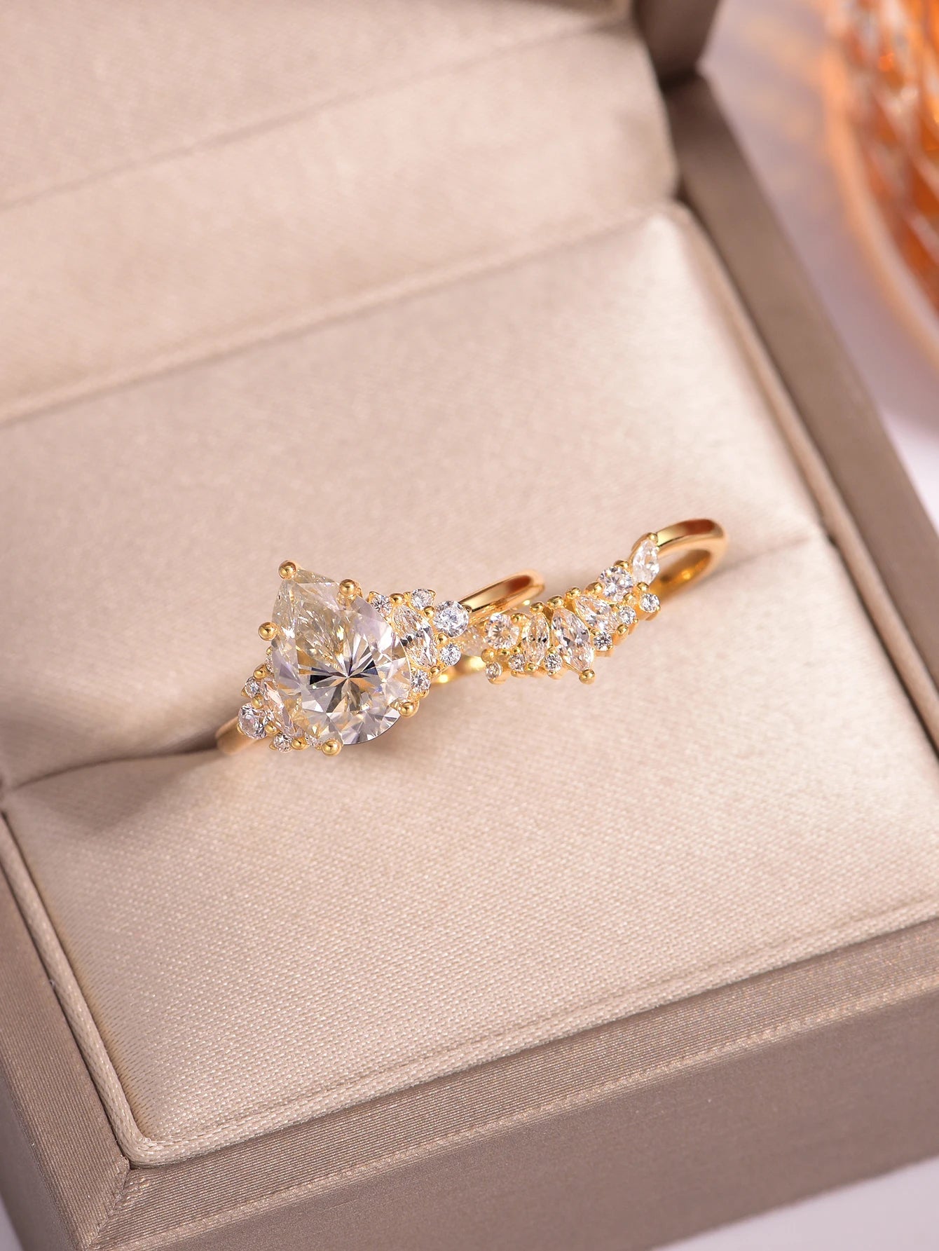 S925 Sterling Silver Moissanite Ring Set 2Ct 18K Gold Plated