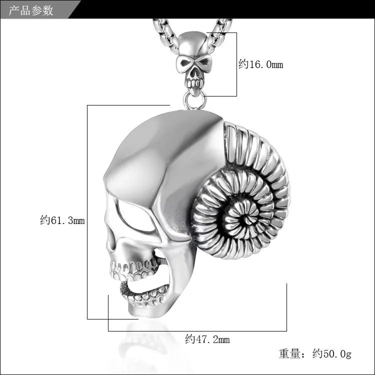 Skull Horn Pendant Titanium Steel Necklace