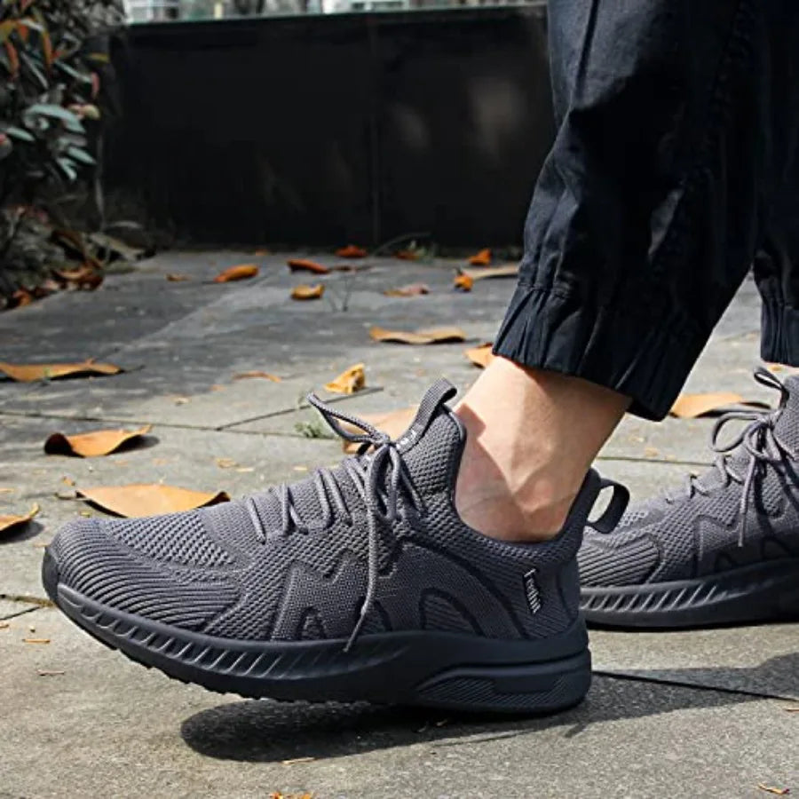 Mens Non Slip Walking Sneakers Breathable Lightweight Slip On Shoes