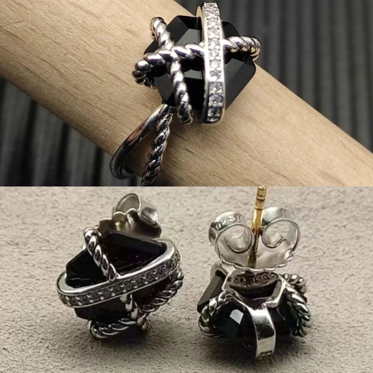 Earrings And Ring Set Silver Gold Plated